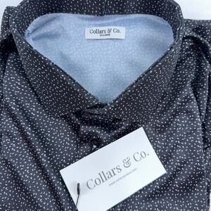 Collars & Co. Performance Polo Geometric Print Short Sleeve 2XL Black White NWT